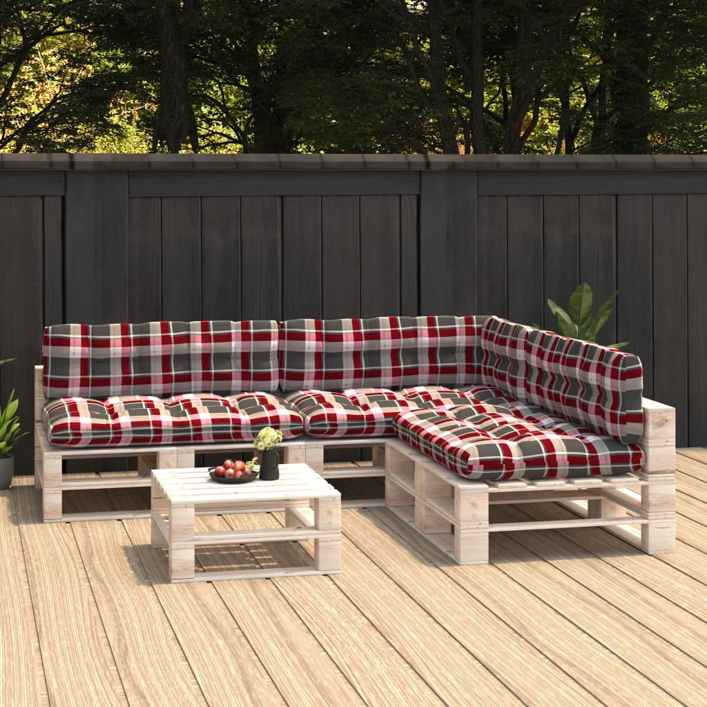 Pallet Sofa Cushions 7 pcs Red Check Pattern