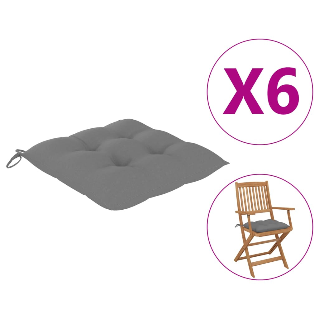 Chair Cushions 6 pcs Gray 15.7"x15.7"x2.8" Fabric