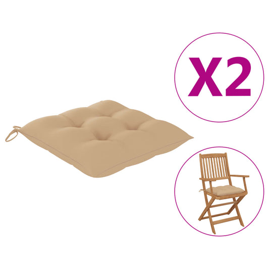 Chair Cushions 2 pcs Beige 15.7"x15.7"x2.8" Fabric