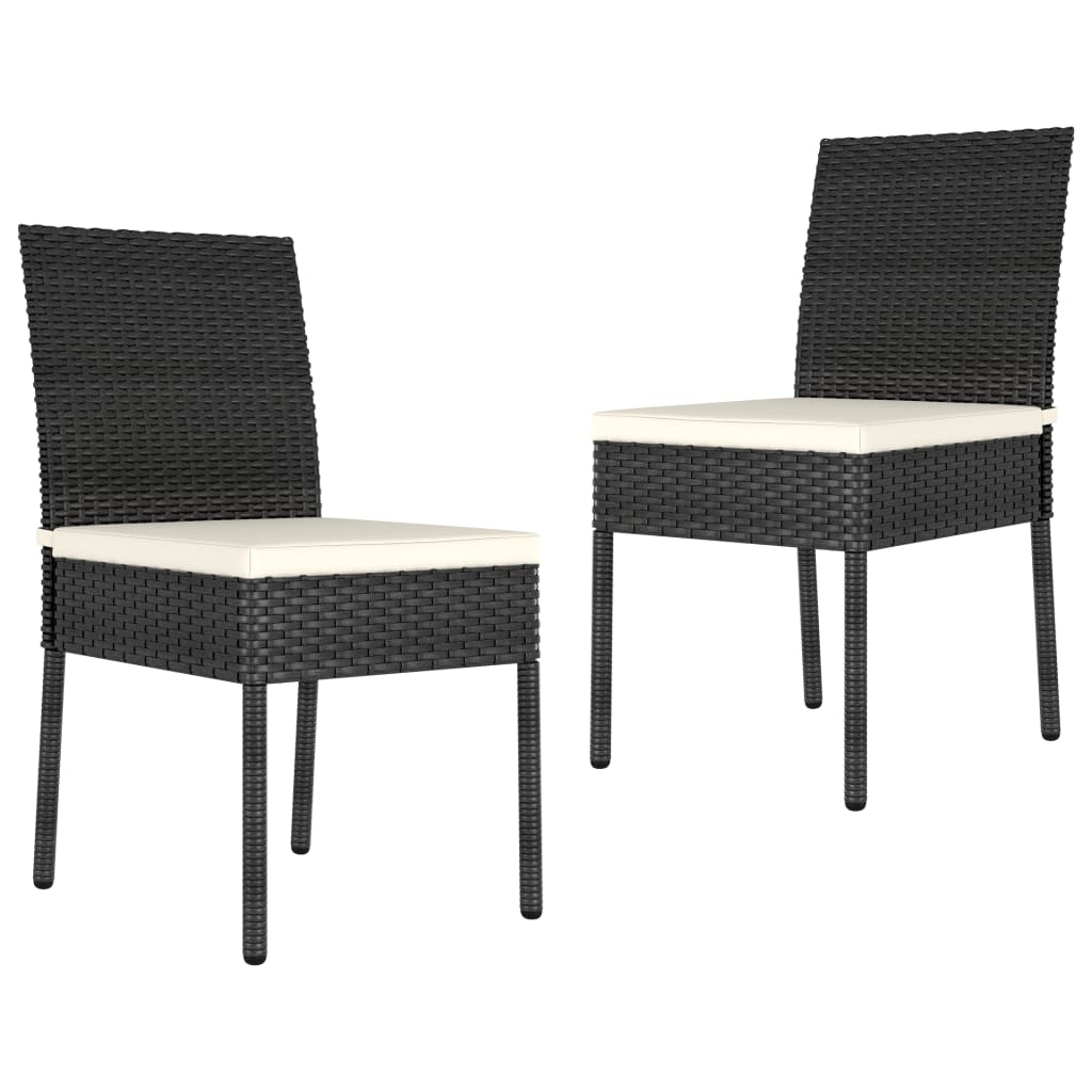 Patio Dining Chairs 2 pcs Poly Rattan Black