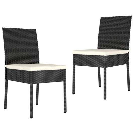 Patio Dining Chairs 2 pcs Poly Rattan Black