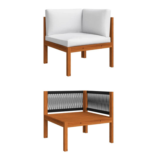 Patio Corner Sofa with Cushions Solid Acacia Wood