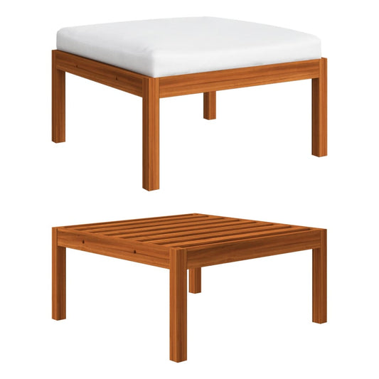 Patio Footstool with Cushion Solid Acacia Wood
