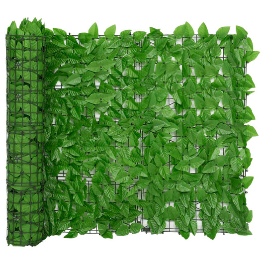 Balcony Screen with Green Leaves 196.9"x39.4"