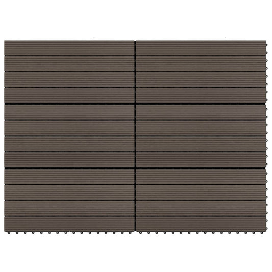 Decking Tiles 6 pcs WPC 23.6"x11.8" 11.6 ft² Dark Brown