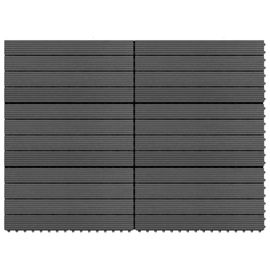 Decking Tiles 6 pcs WPC 23.6"x11.8" 11.6 ft² Black