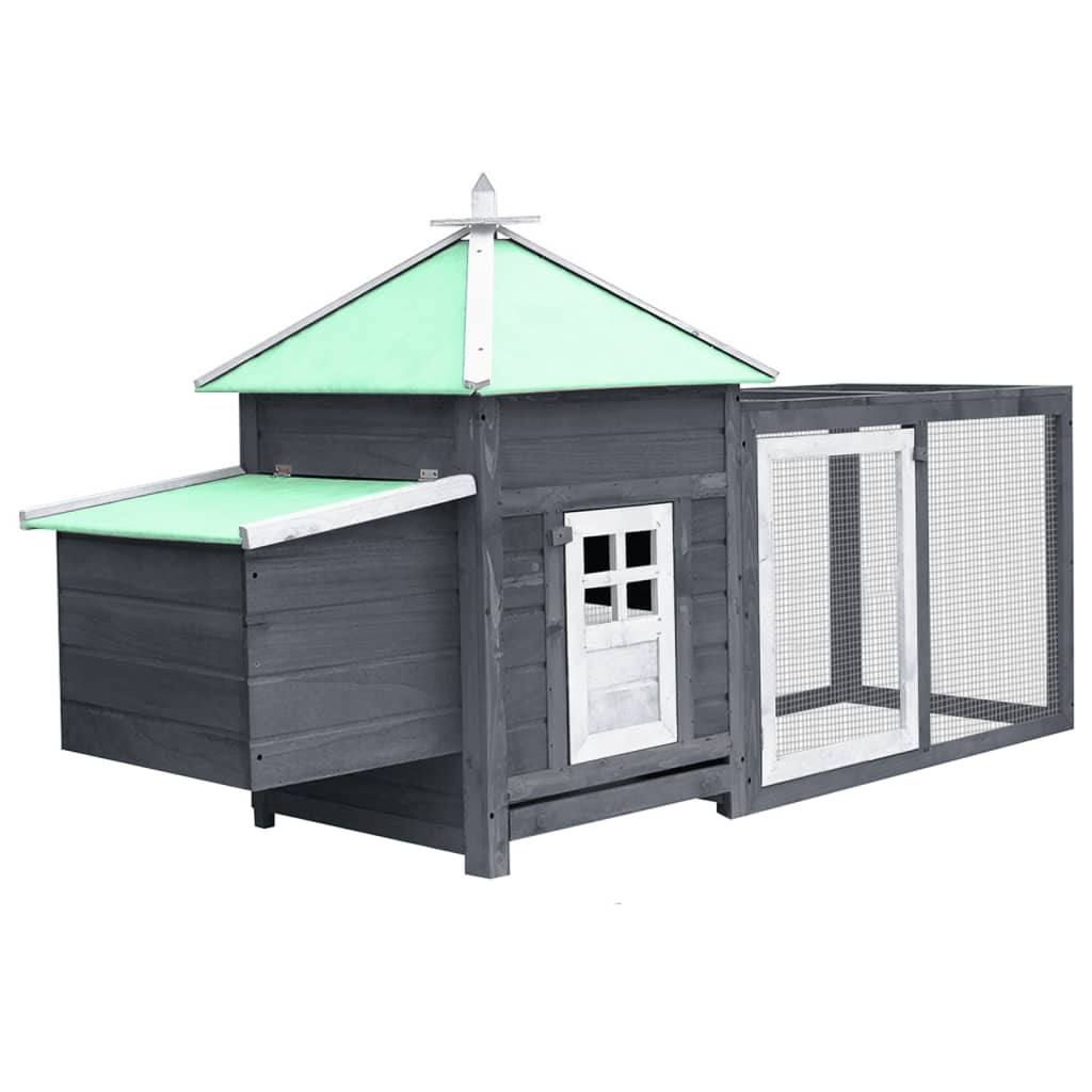 Chicken Coop with Nest Box Gray 74.8"x28.3"x40.2" Solid Firwood