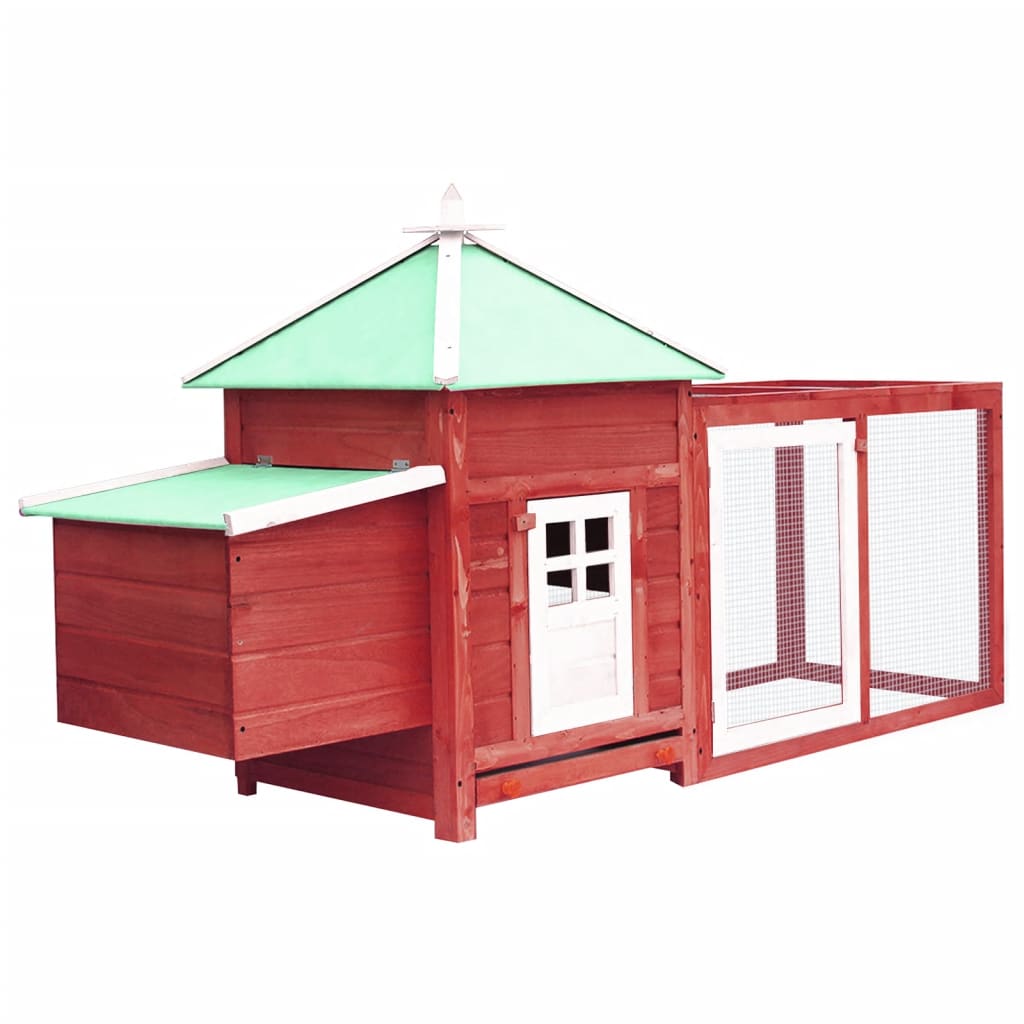 Chicken Coop with Nest Box Red 74.8"x28.3"x40.2" Solid Firwood