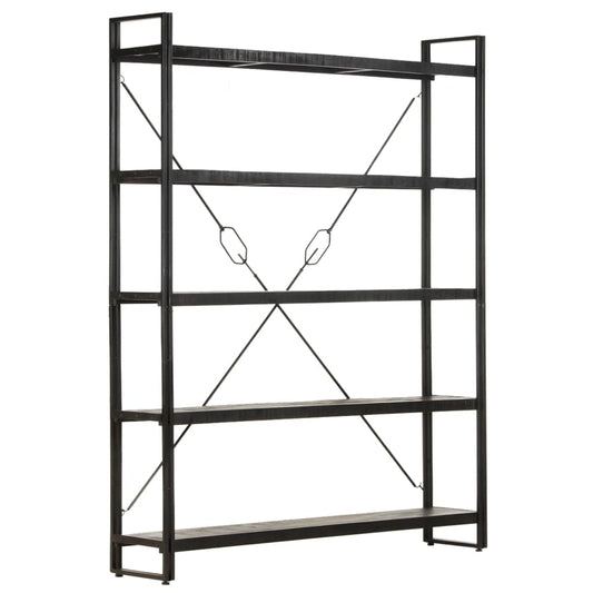 5-Tier Bookcase Black 55.1"x11.8"x70.9" Solid Mango Wood