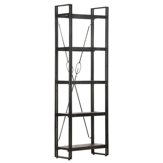 5-Tier Bookcase Black 23.6"x11.8"x70.9" Solid Mango Wood