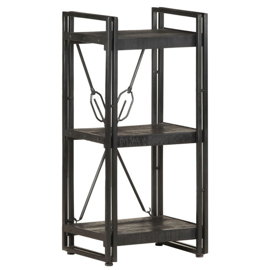 3-Tier Bookcase Black 15.7"x11.8"x31.5" Solid Mango Wood