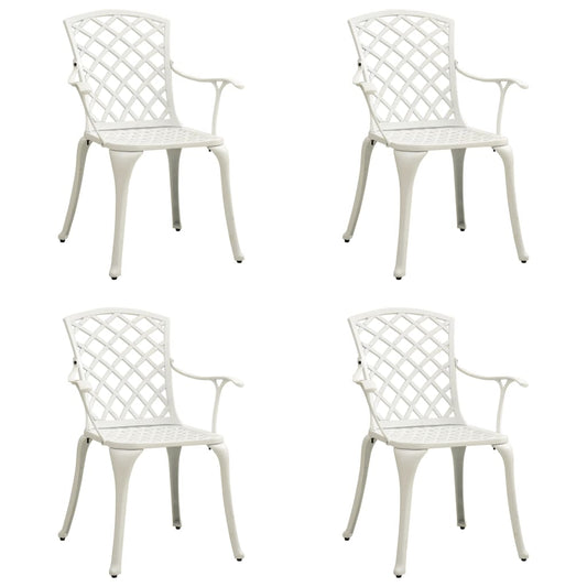 Patio Chairs 4 pcs Cast Aluminum White
