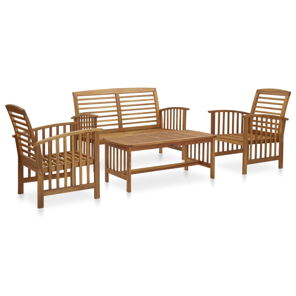 4 Piece Patio Lounge Set Solid Acacia Wood