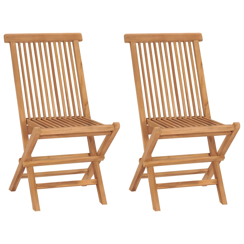Folding Patio Chairs 2 pcs Solid Teak Wood
