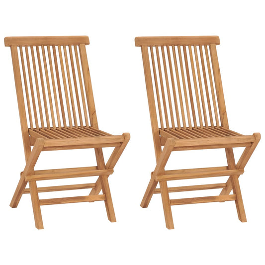 Folding Patio Chairs 2 pcs Solid Teak Wood