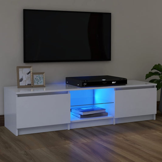TV Cabinet with LED Lights White 47.2"x11.8"x14"