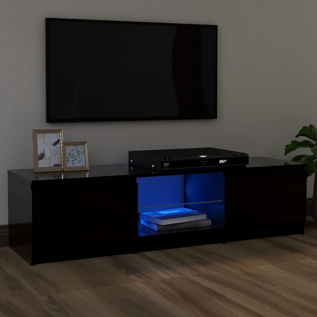 TV Cabinet with LED Lights Black 47.2"x11.8"x14"