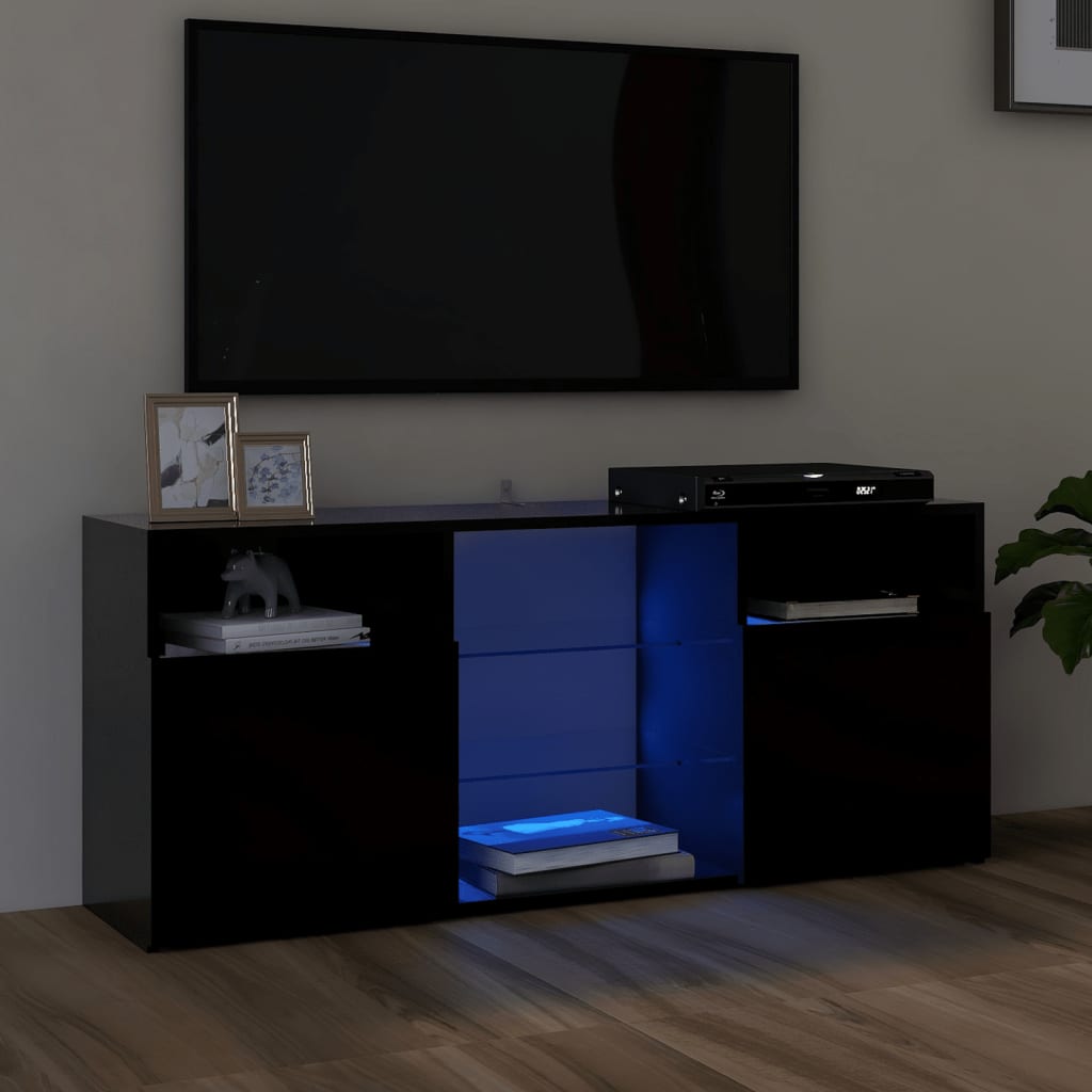 TV Cabinet with LED Lights Black 47.2"x11.8"x19.7"