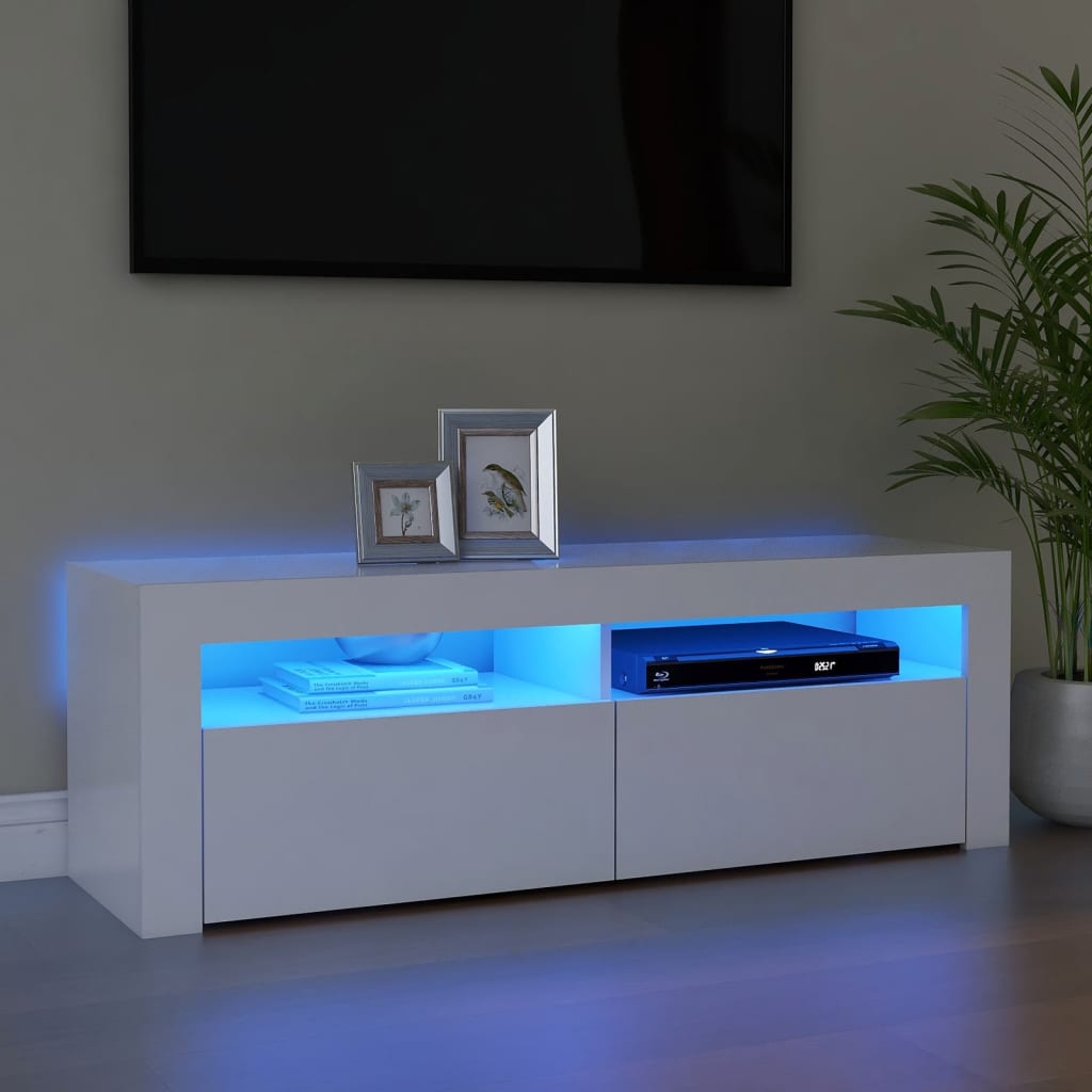 TV Cabinet with LED Lights White 47.2"x13.8"x15.7"