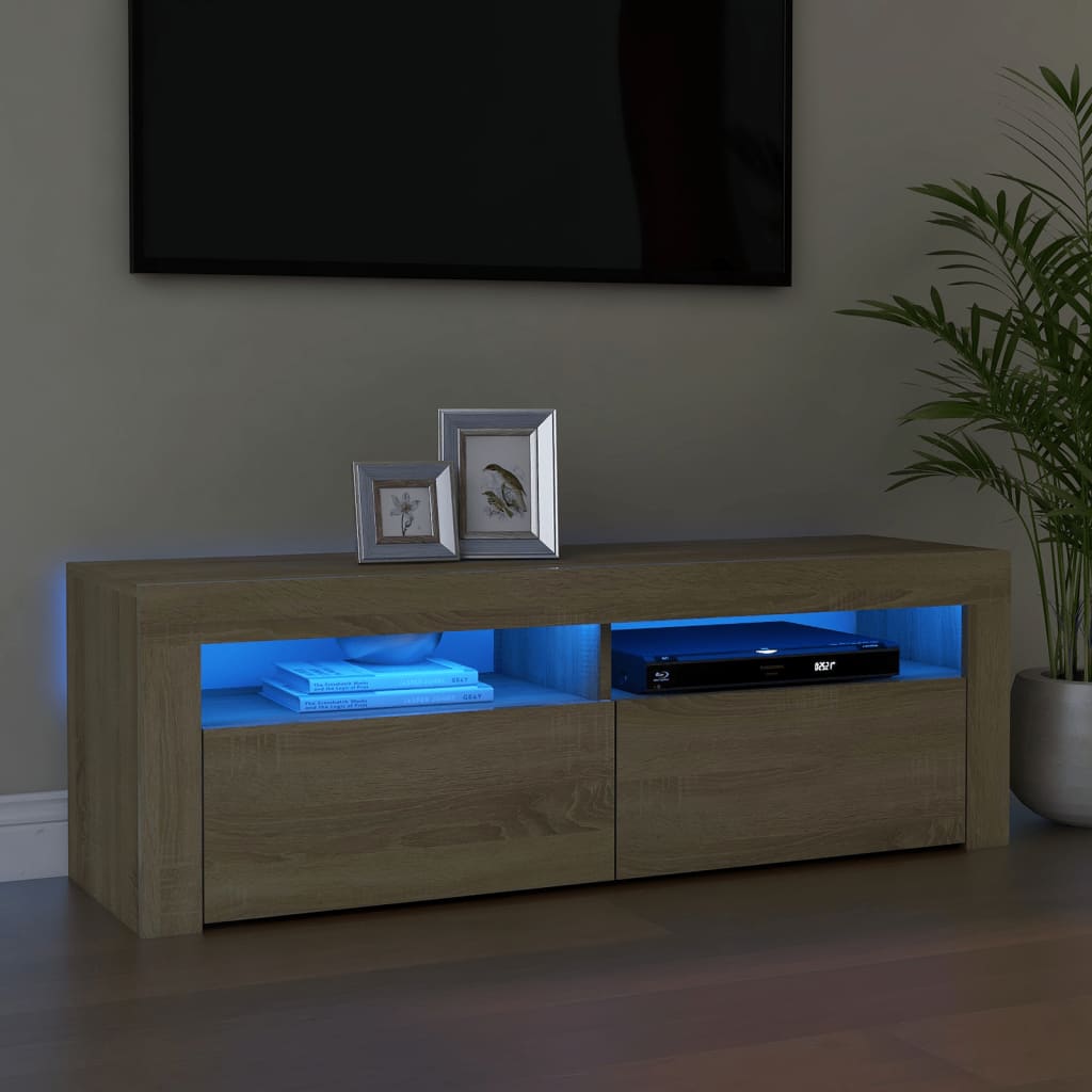 TV Cabinet with LED Lights Sonoma Oak 47.2"x13.8"x15.7"