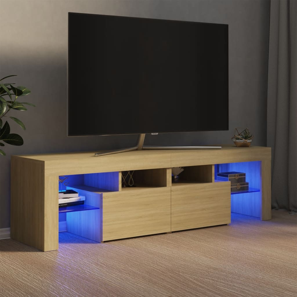 TV Cabinet with LED Lights Sonoma Oak 55.1"x14.4"x15.7"
