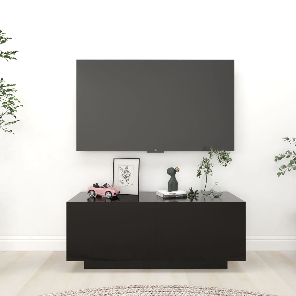 TV Cabinet Black 39.4"x13.8"x15.7" Engineered Wood