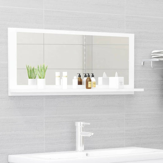 Bathroom Mirror White 35.4"x4.1"x14.6" Engineered Wood