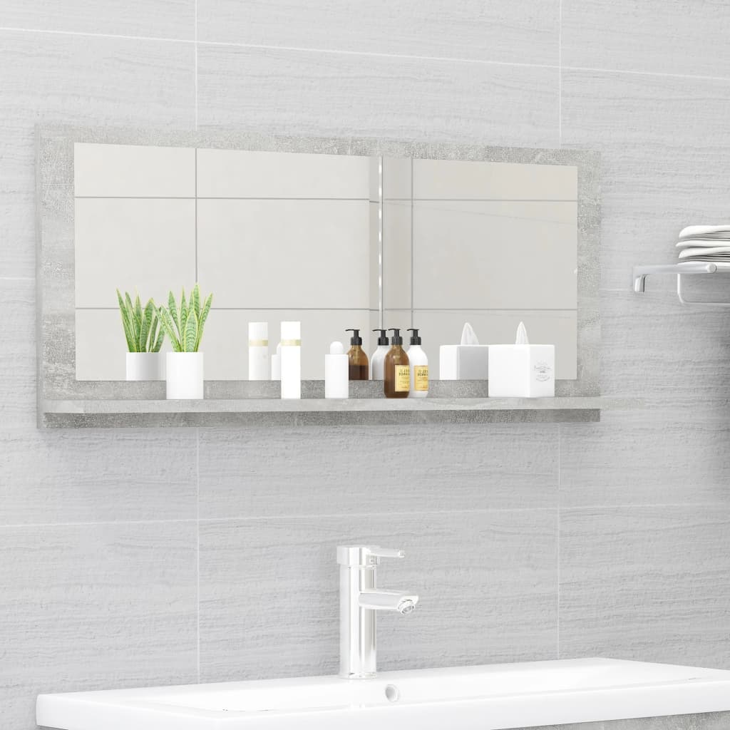 Bathroom Mirror Concrete Gray 35.4"x4.1"x14.6" Engineered Wood