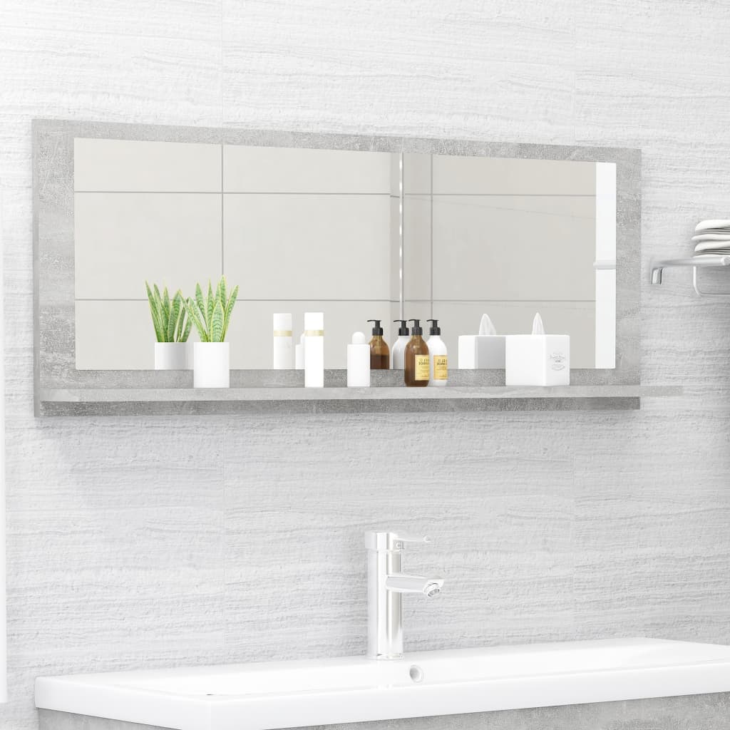 Bathroom Mirror Concrete Gray 39.4"x4.1"x14.6" Engineered Wood