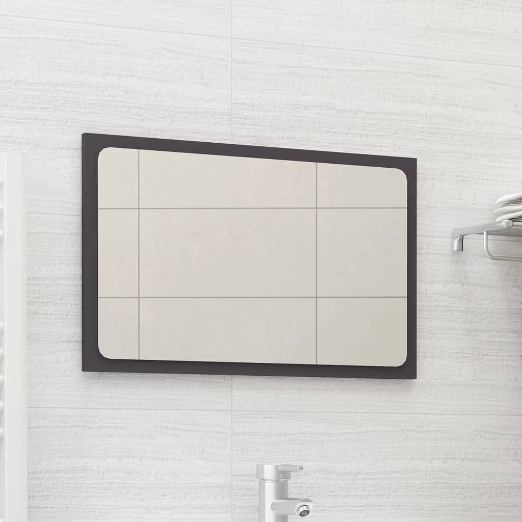 Bathroom Mirror Gray 23.6"x0.6"x14.6" Engineered Wood