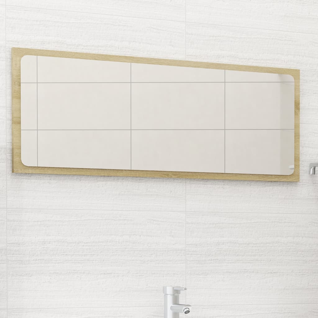 Bathroom Mirror Sonoma Oak 35.4"x0.6"x14.6" Engineered Wood