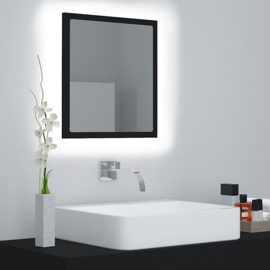 LED Bathroom Mirror Black 15.7"x3.3"x14.6" Acrylic
