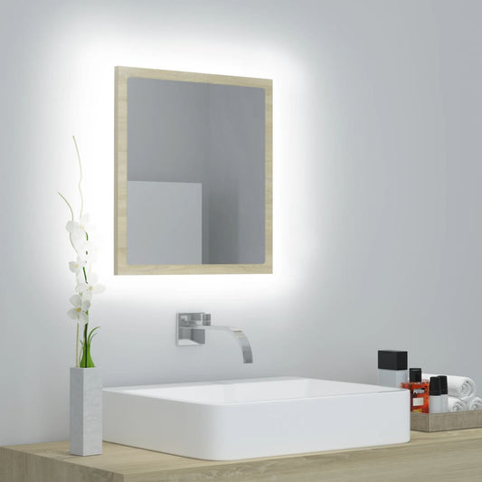 LED Bathroom Mirror Sonoma Oak 15.7"x3.3"x14.6" Acrylic