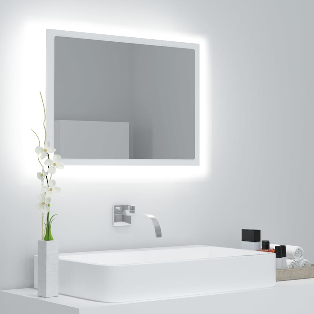 LED Bathroom Mirror White 23.6"x3.3"x14.6" Acrylic