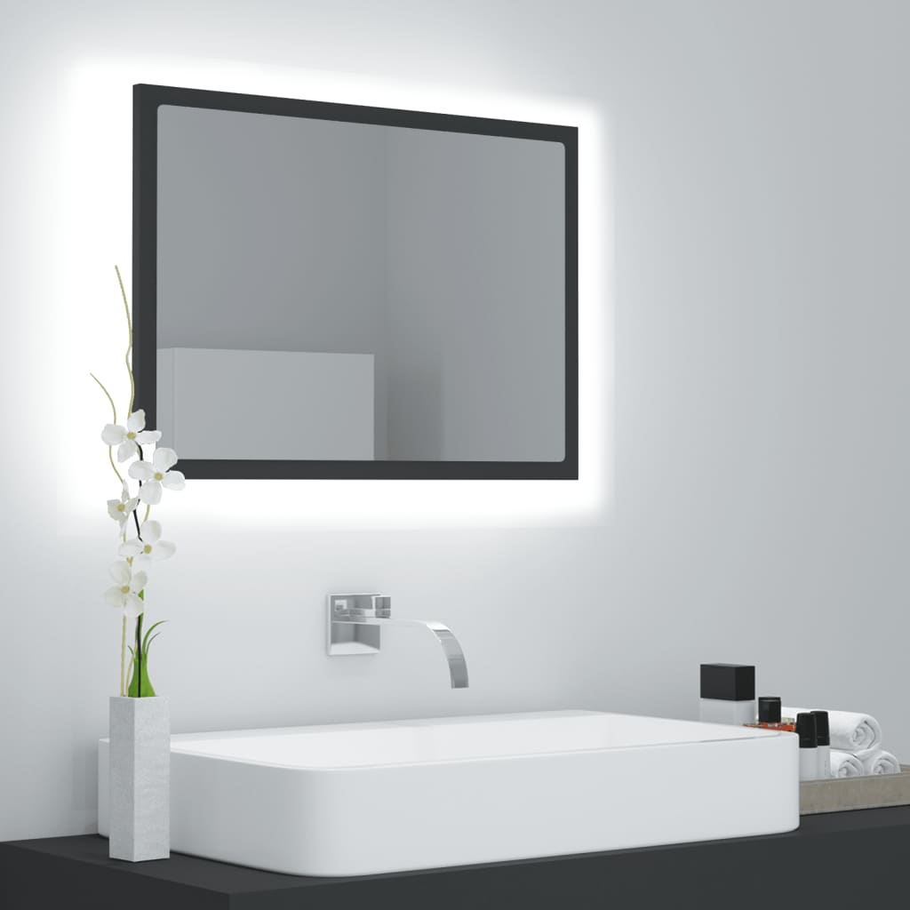 LED Bathroom Mirror Gray 23.6"x3.3"x14.6" Acrylic