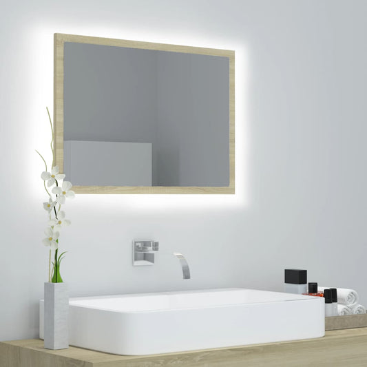 LED Bathroom Mirror Sonoma Oak 23.6"x3.3"x14.6" Acrylic