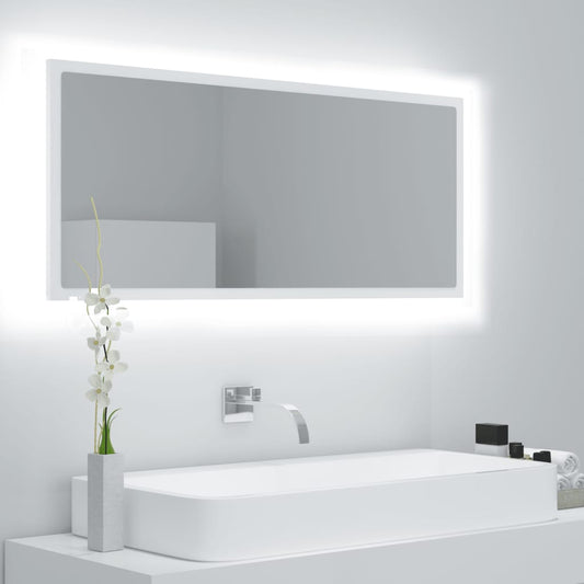 LED Bathroom Mirror White 39.4"x3.3"x14.6" Acrylic