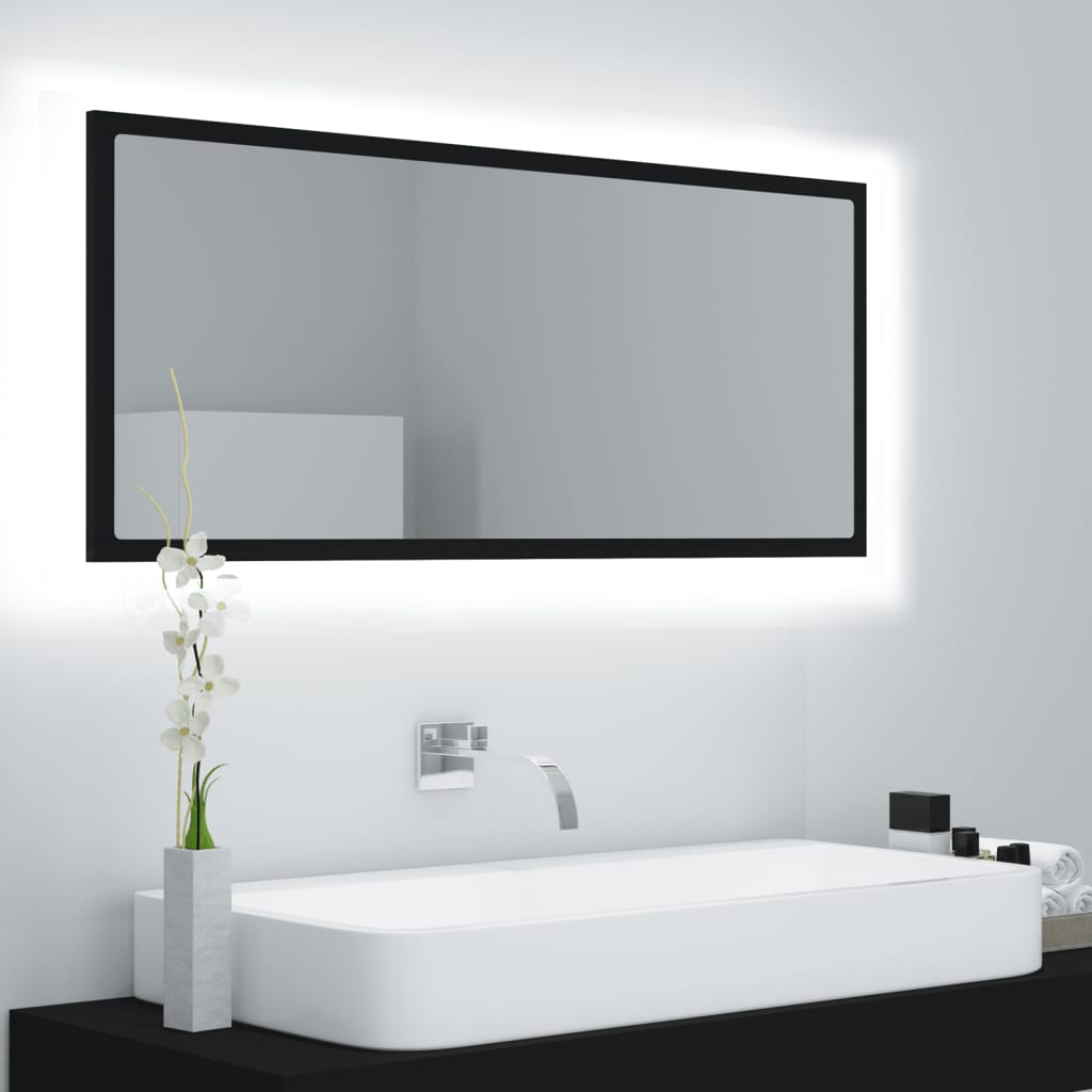 LED Bathroom Mirror Black 39.4"x3.3"x14.6" Acrylic