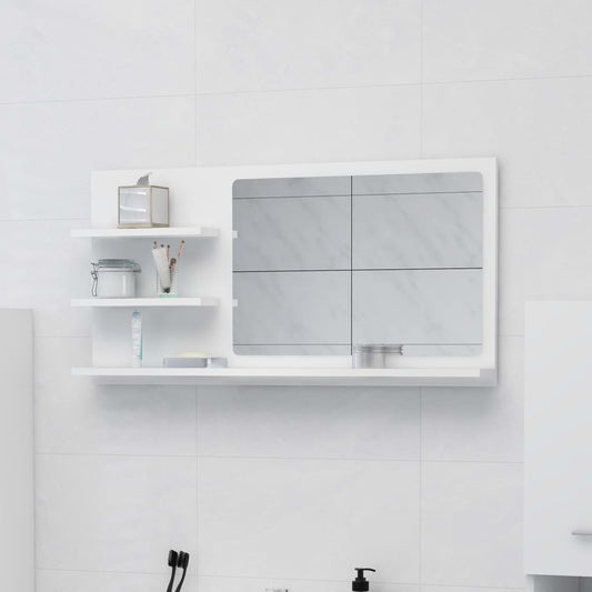 Bathroom Mirror White 35.4"x4.1"x17.7" Engineered Wood
