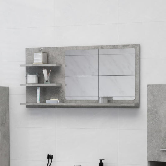 Bathroom Mirror Concrete Gray 35.4"x4.1"x17.7" Engineered Wood