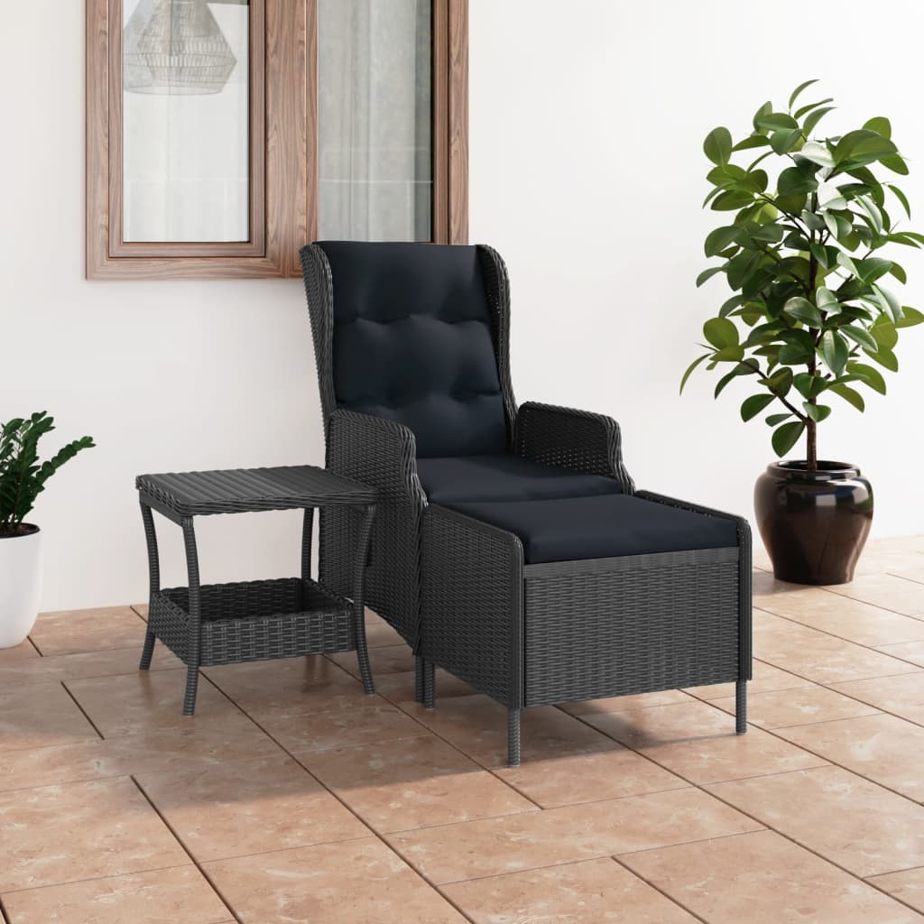 2 Piece Patio Lounge Set with Cushions Poly Rattan Dark Gray