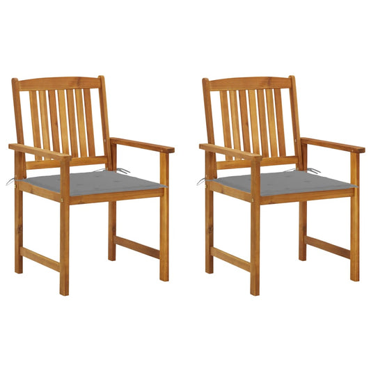 Patio Chairs with Cushions 2 pcs Solid Acacia Wood