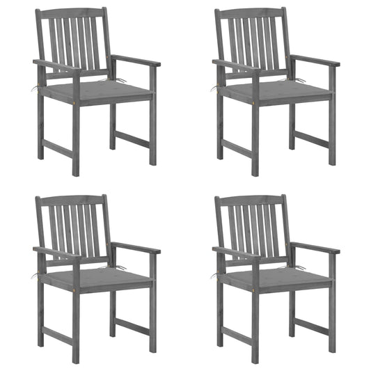 Patio Chairs with Cushions 4 pcs Gray Solid Acacia Wood