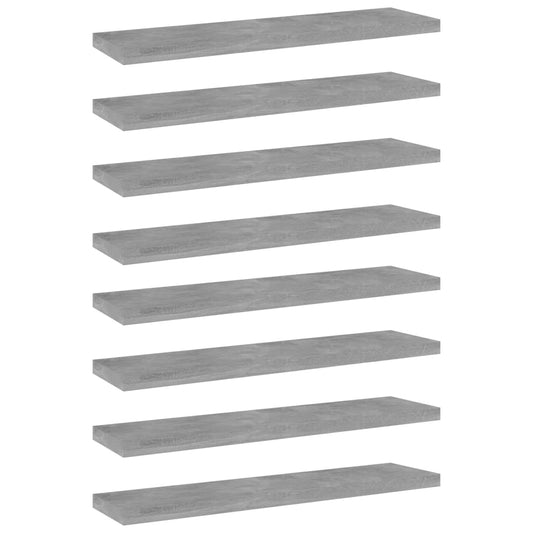 Bookshelf Boards 8 pcs Concrete Gray 15.7"x3.9"x0.6" Engineered Wood