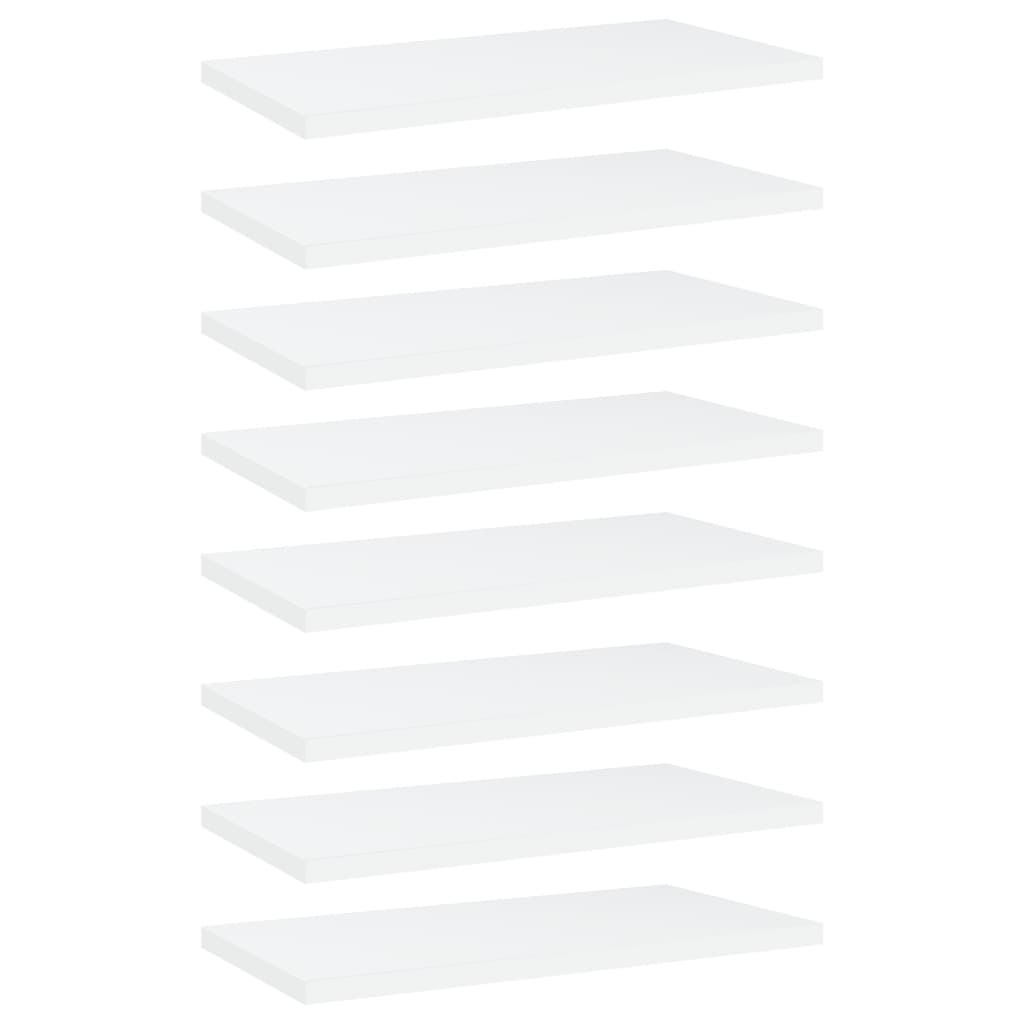 Bookshelf Boards 8 pcs White 15.7"x7.9"x0.6" Engineered Wood