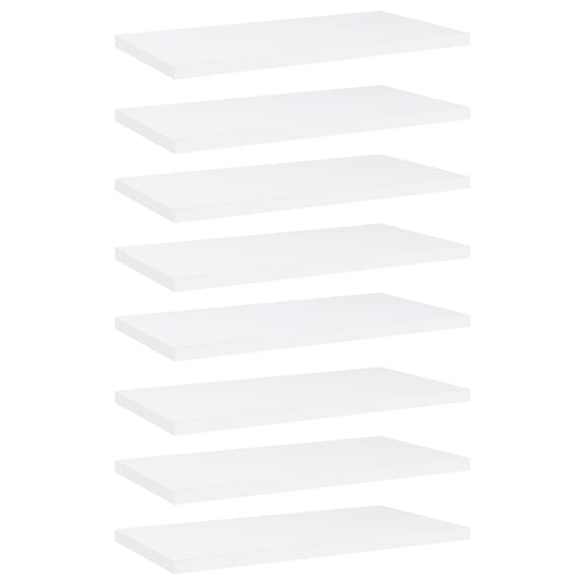 Bookshelf Boards 8 pcs White 15.7"x7.9"x0.6" Engineered Wood