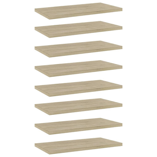 Bookshelf Boards 8 pcs Sonoma Oak 15.7"x7.9"x0.6" Engineered Wood
