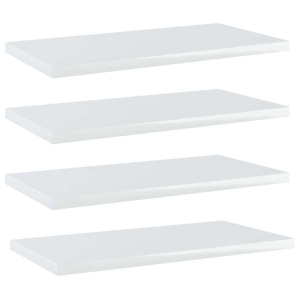 Bookshelf Boards 4 pcs High Gloss White 15.7"x7.9"x0.6" Engineered Wood