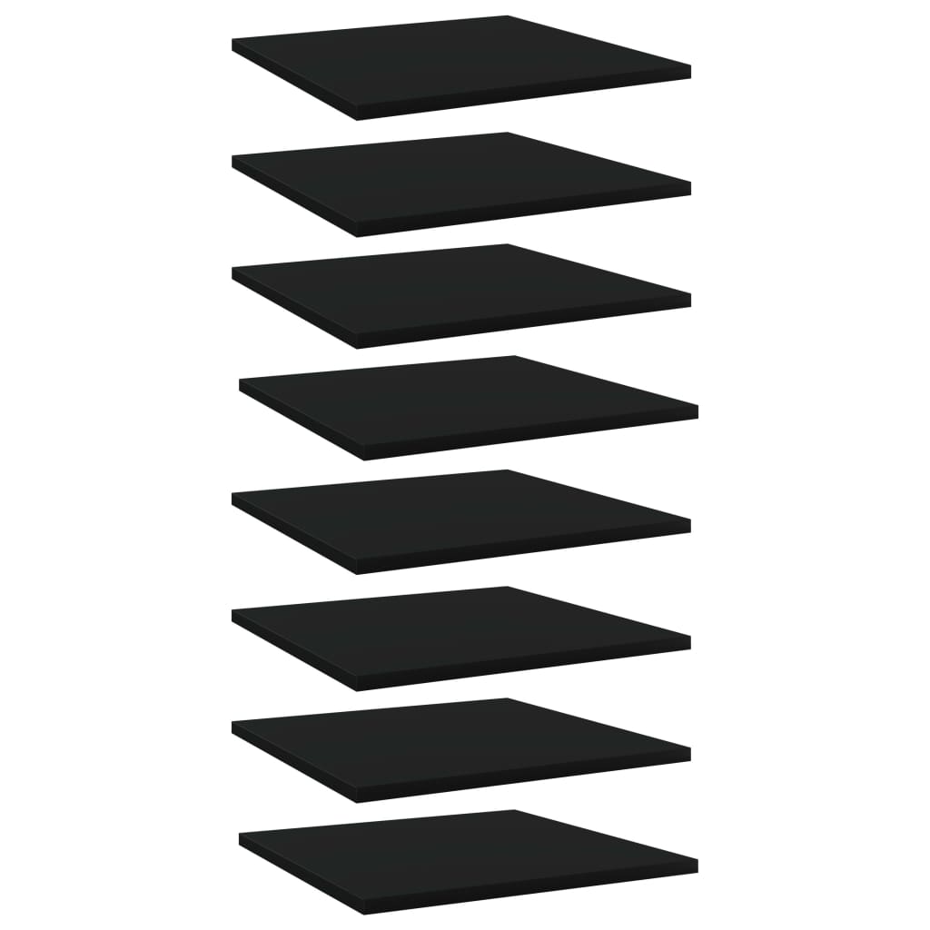 Bookshelf Boards 8 pcs Black 15.7"x15.7"x0.6" Engineered Wood
