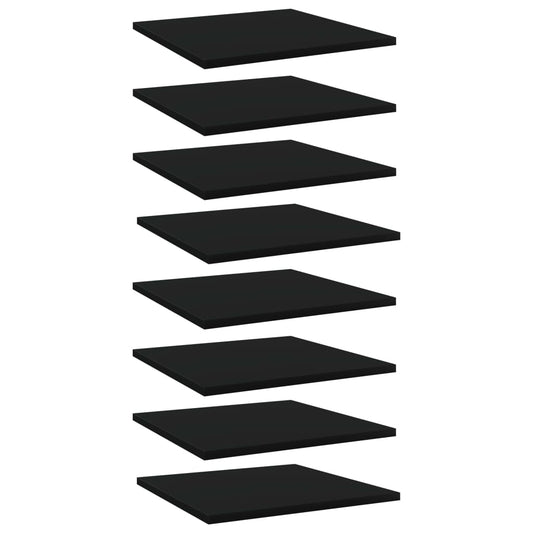 Bookshelf Boards 8 pcs Black 15.7"x15.7"x0.6" Engineered Wood